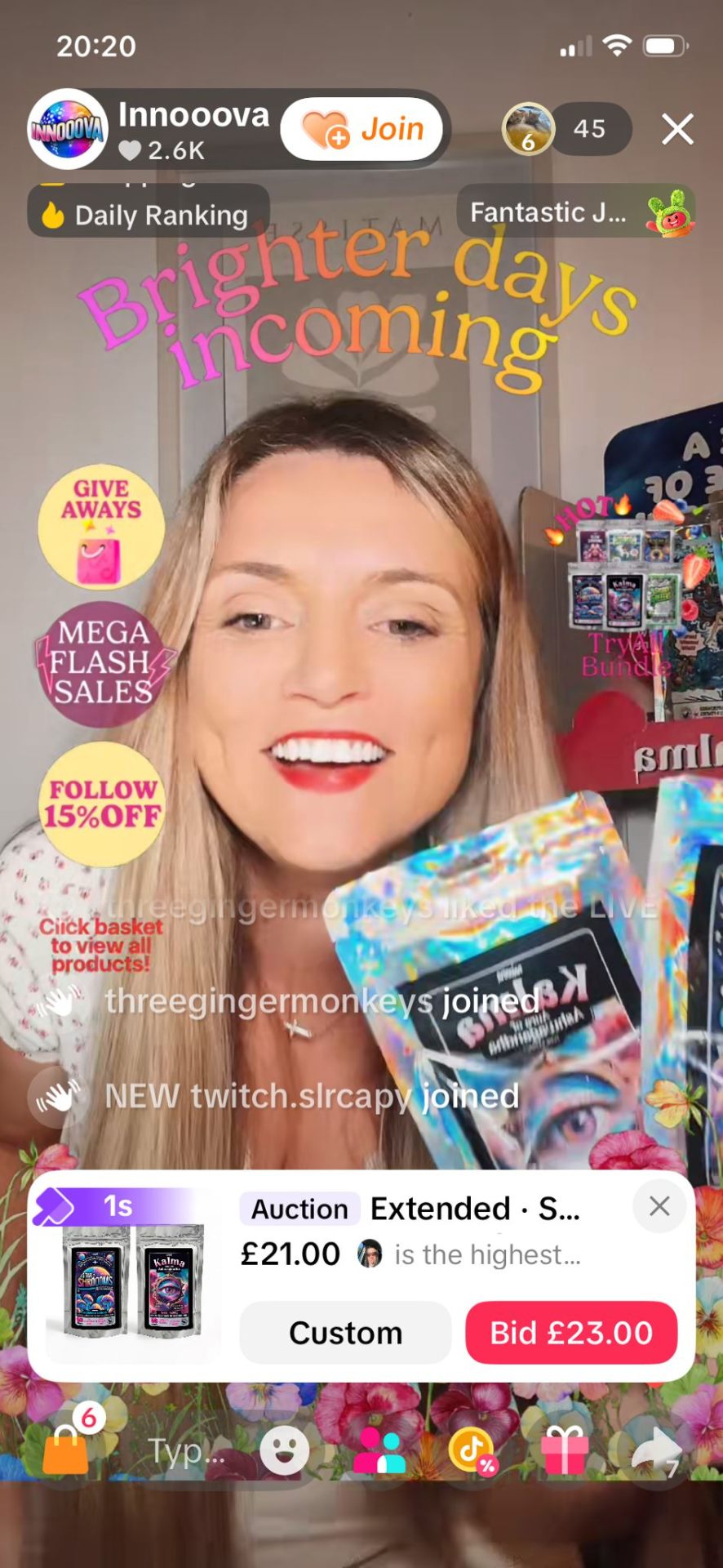 Hollyanna presenting an Innooova TikTok Shop live auction